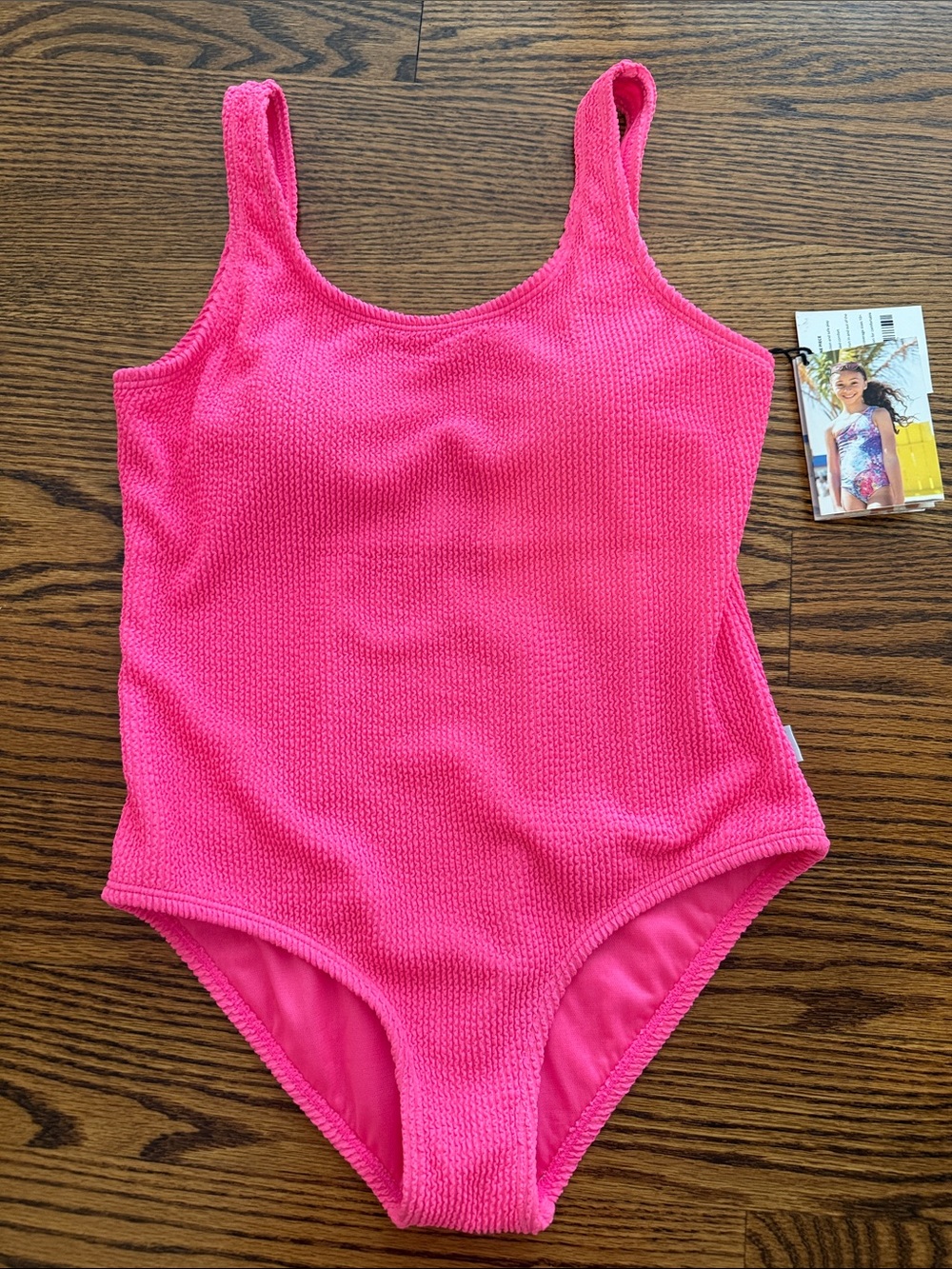 Limeapple Hot Pink Textured Girls One-Piece Swimsuit